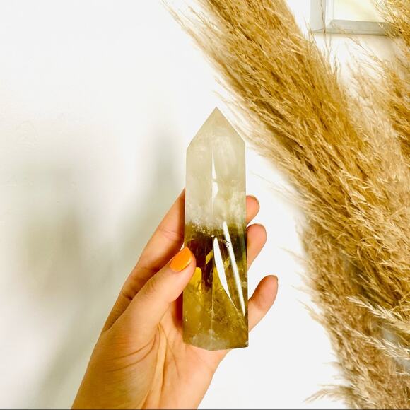 Citrine Polished Genuine 5” Crystal Point Boho Gypsy Meditation Yoga Gemstone - Picture 1 of 5